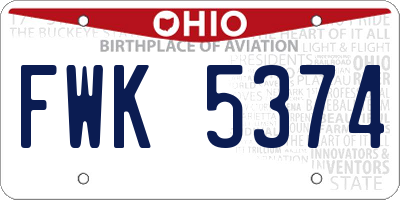 OH license plate FWK5374