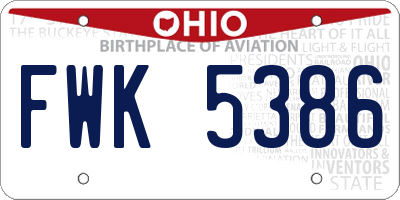 OH license plate FWK5386