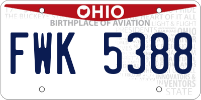OH license plate FWK5388