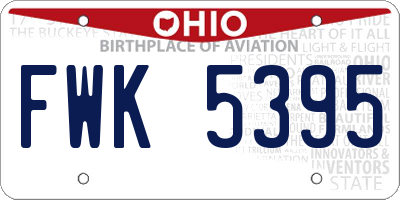 OH license plate FWK5395