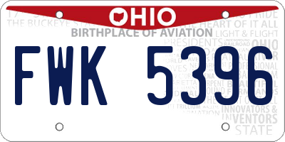 OH license plate FWK5396