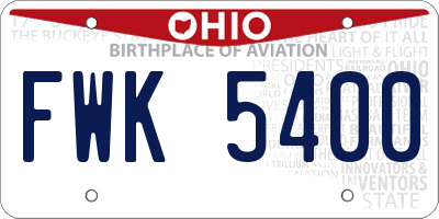 OH license plate FWK5400
