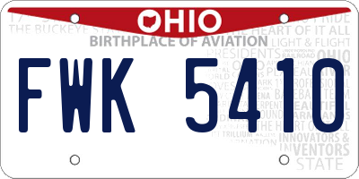 OH license plate FWK5410