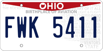OH license plate FWK5411