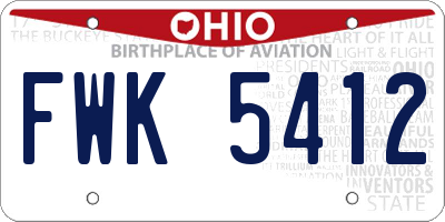 OH license plate FWK5412