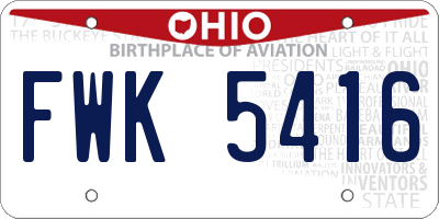 OH license plate FWK5416