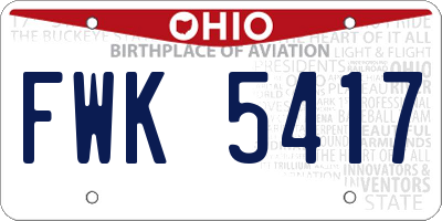 OH license plate FWK5417