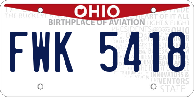 OH license plate FWK5418