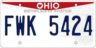 OH license plate FWK5424