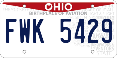 OH license plate FWK5429