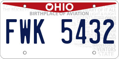 OH license plate FWK5432