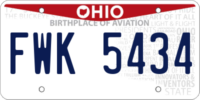 OH license plate FWK5434