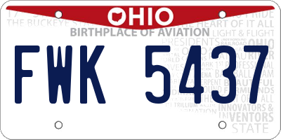 OH license plate FWK5437