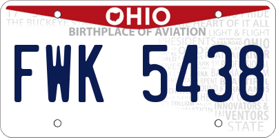 OH license plate FWK5438