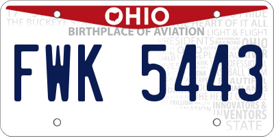 OH license plate FWK5443