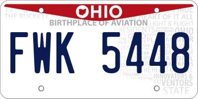 OH license plate FWK5448