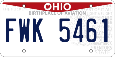 OH license plate FWK5461