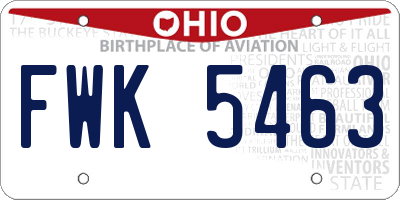 OH license plate FWK5463