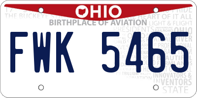 OH license plate FWK5465