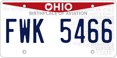 OH license plate FWK5466