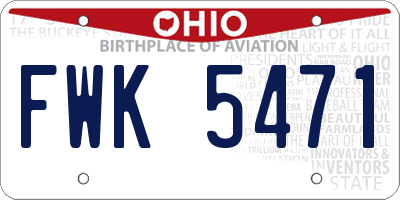 OH license plate FWK5471