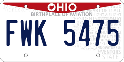 OH license plate FWK5475
