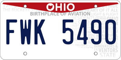 OH license plate FWK5490