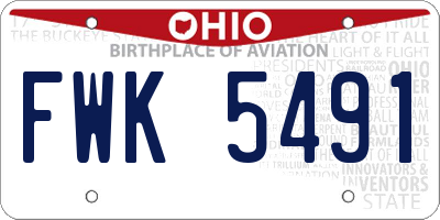 OH license plate FWK5491