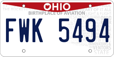 OH license plate FWK5494