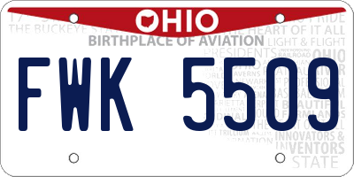 OH license plate FWK5509