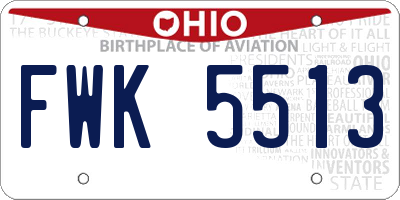 OH license plate FWK5513