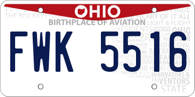 OH license plate FWK5516