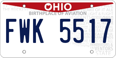 OH license plate FWK5517
