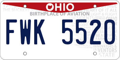 OH license plate FWK5520