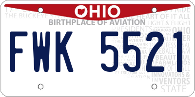 OH license plate FWK5521