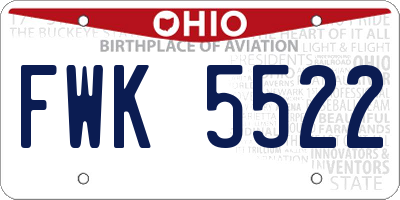 OH license plate FWK5522