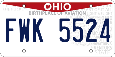 OH license plate FWK5524