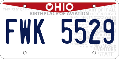 OH license plate FWK5529