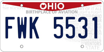OH license plate FWK5531
