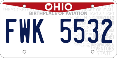 OH license plate FWK5532