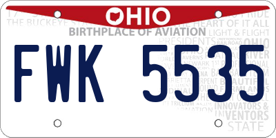 OH license plate FWK5535