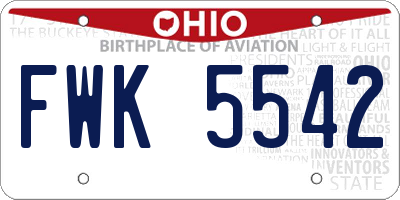 OH license plate FWK5542