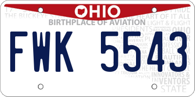 OH license plate FWK5543