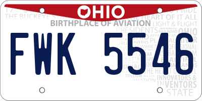 OH license plate FWK5546