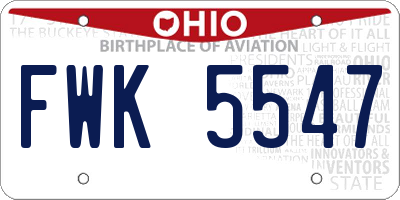 OH license plate FWK5547