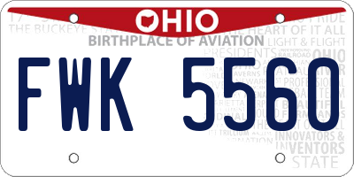 OH license plate FWK5560