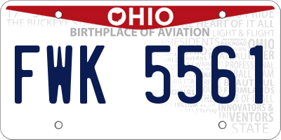 OH license plate FWK5561