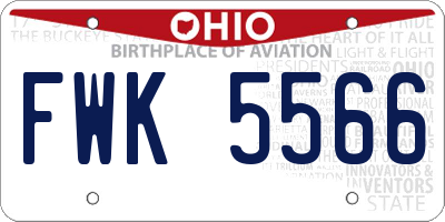 OH license plate FWK5566