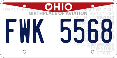OH license plate FWK5568