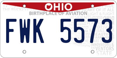 OH license plate FWK5573